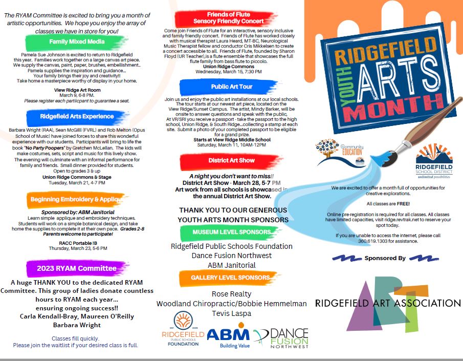 Ridgefield Youth Arts Month Course Offerings
