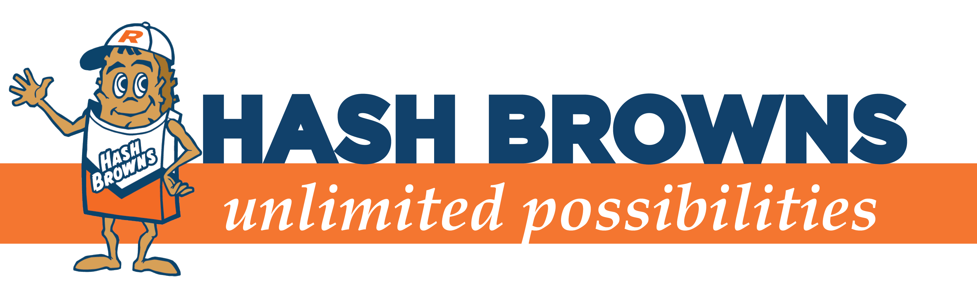 Hash Brown mascot with the words "Unlimited Possibilities" underneath