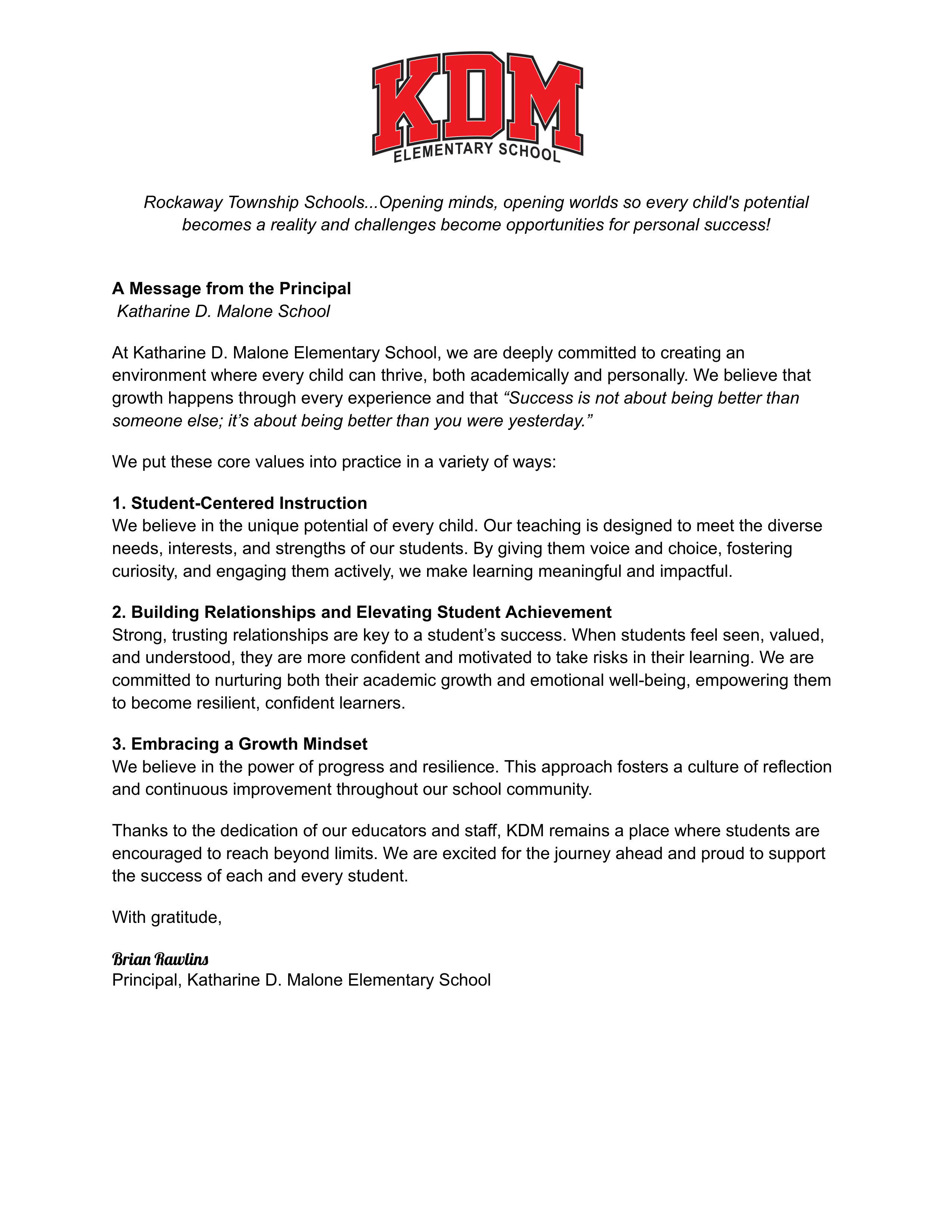 letter from principal