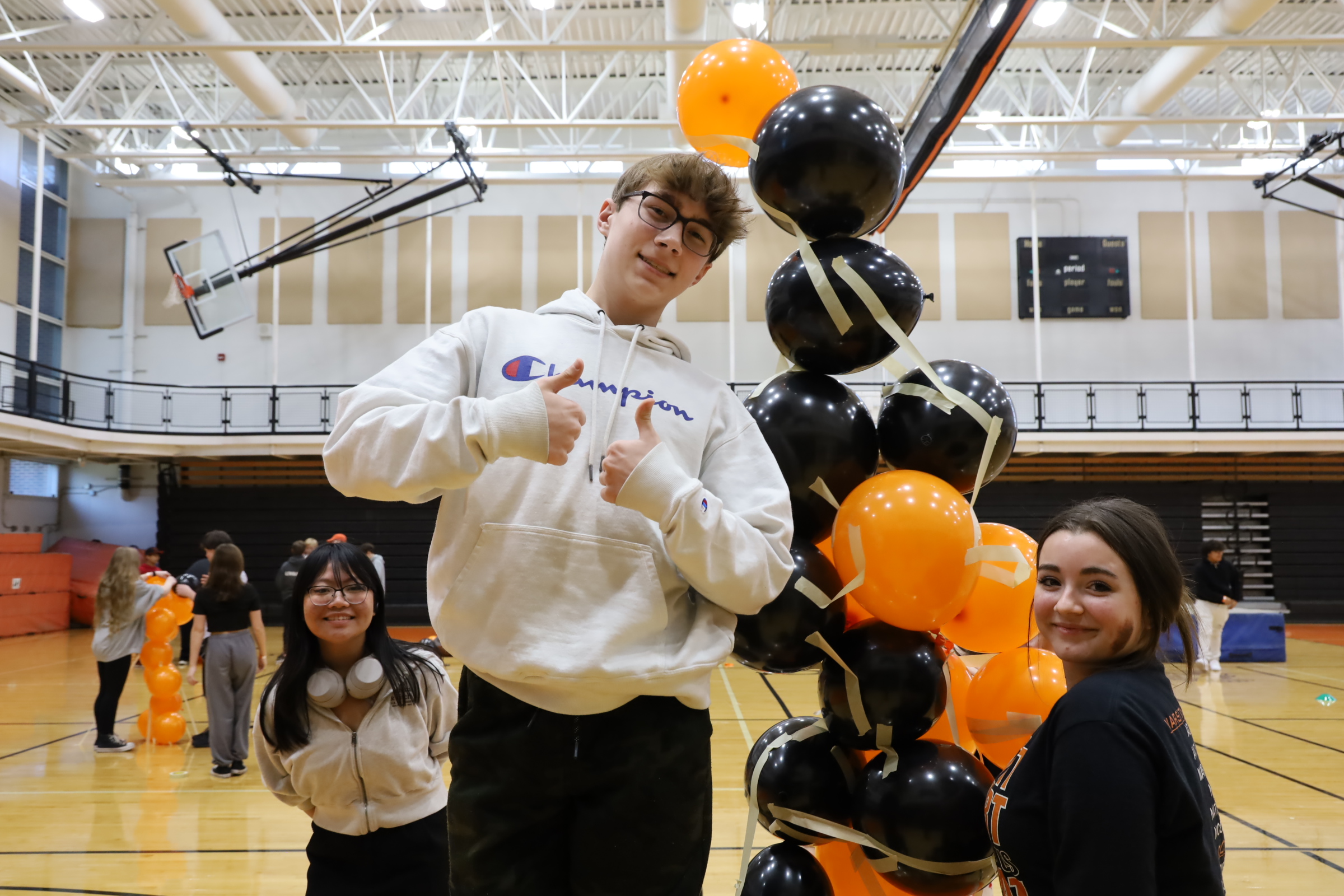 Students with balloons