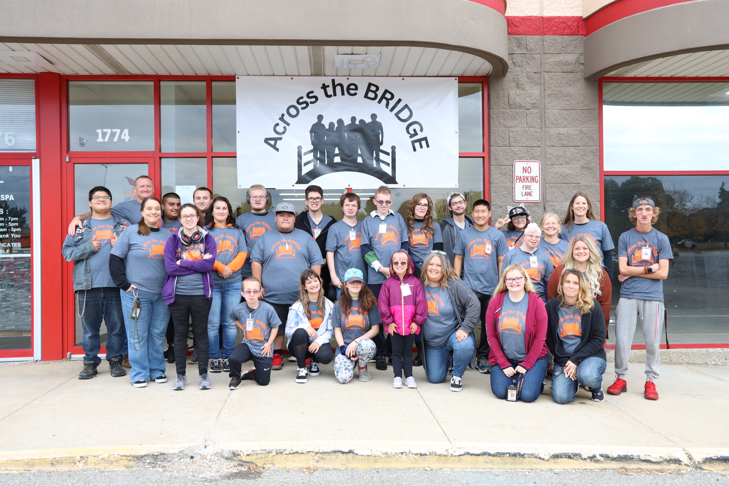 BRIDGES students in front of their storefront Across the Bridge