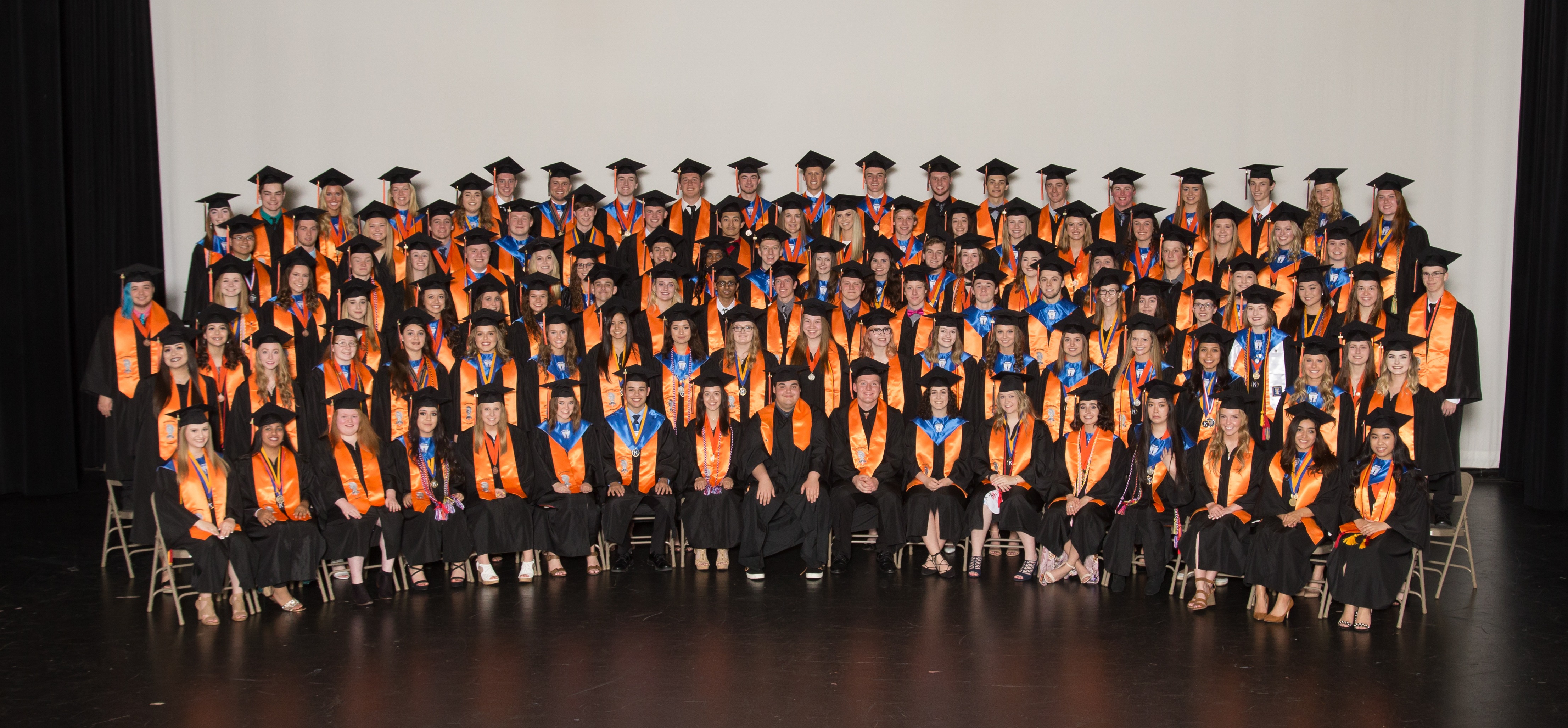 Distinguished Warriors in stoles and caps and gowns class of 2018