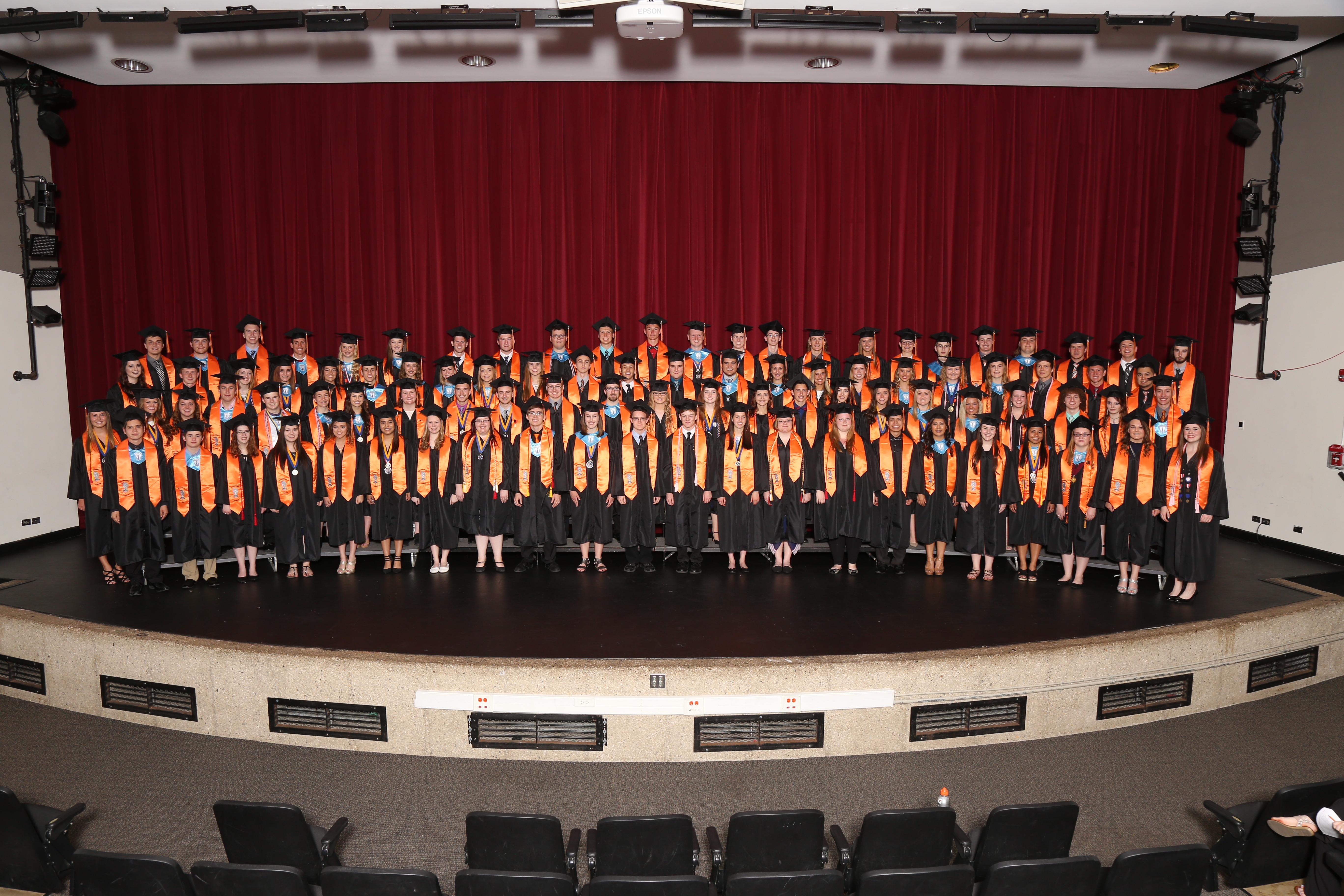 Distinguished Warriors in stoles on stage at Upper Campus Class of 2016