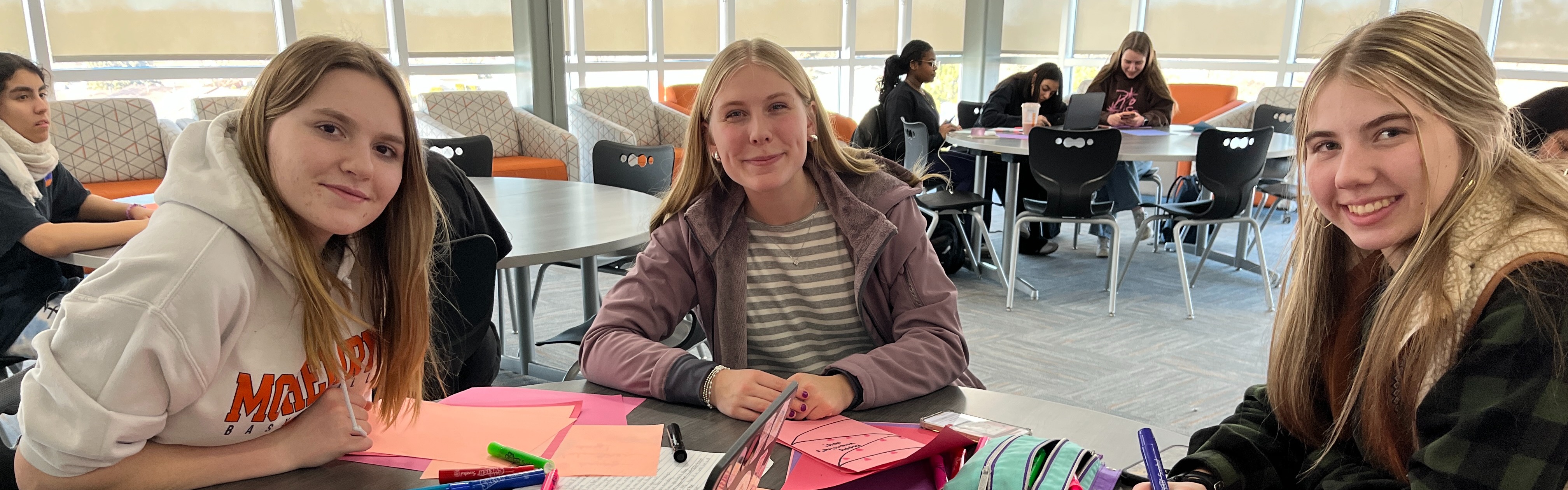Students making Valentine's Cards