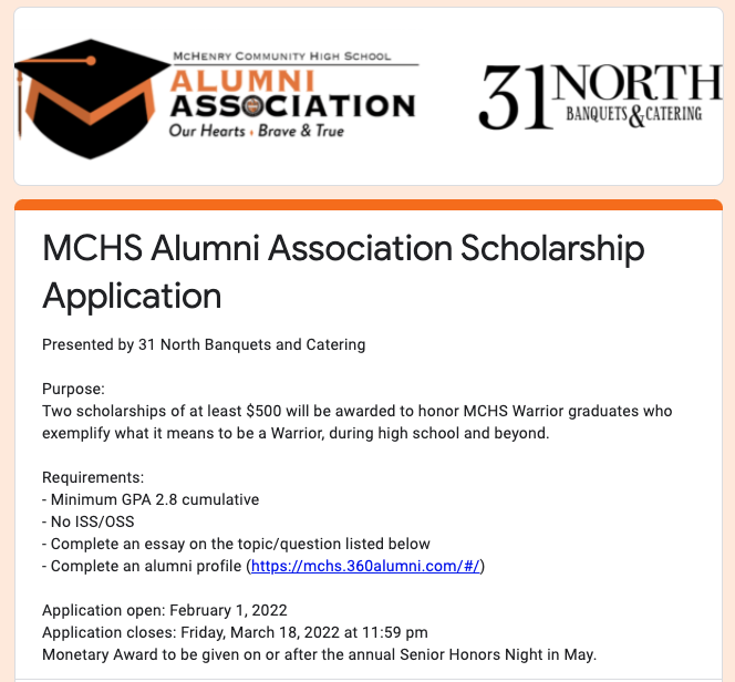 Alumni Association Scholarship