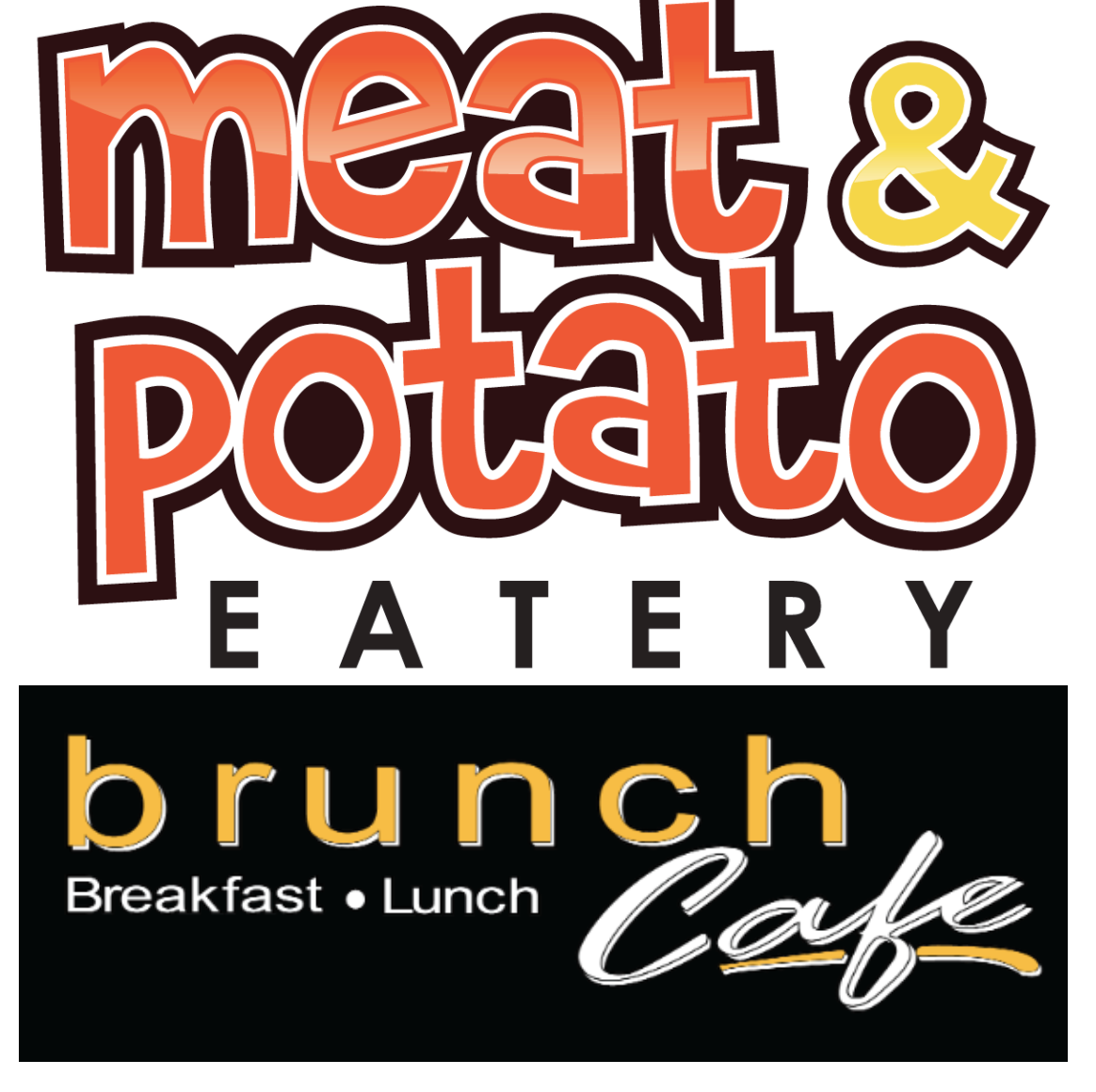 Meat and Potato Eatery logo. Brunch Breakfast Lunch Cafe logo