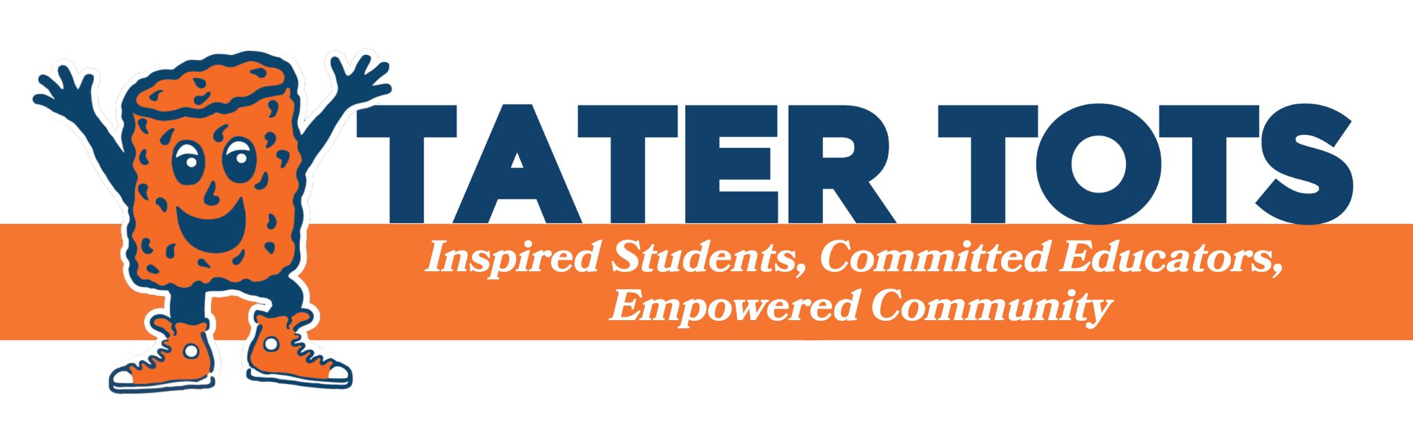 The Union Ridge Tater Tot mascot with the slogan "Inspired students, Committed Educators, Empowered Community 