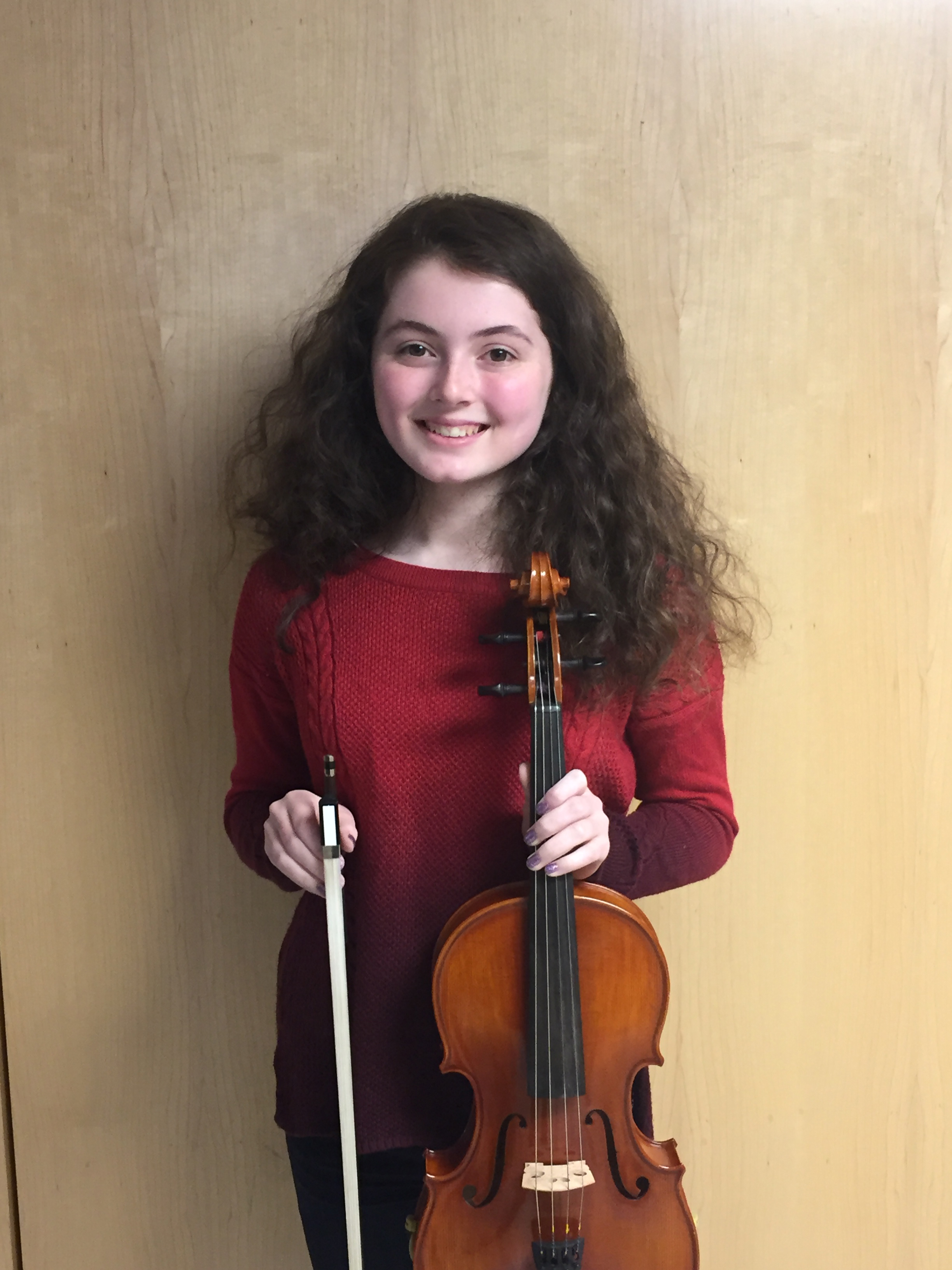 Samantha Vitale, Grade 9, Accepted to the Mass Music Educator's Northeast Junior District Orchestra 