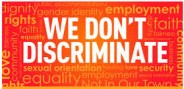 we don't discriminate button
