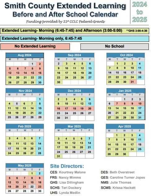 2024-2025 Extended Learning Calendar