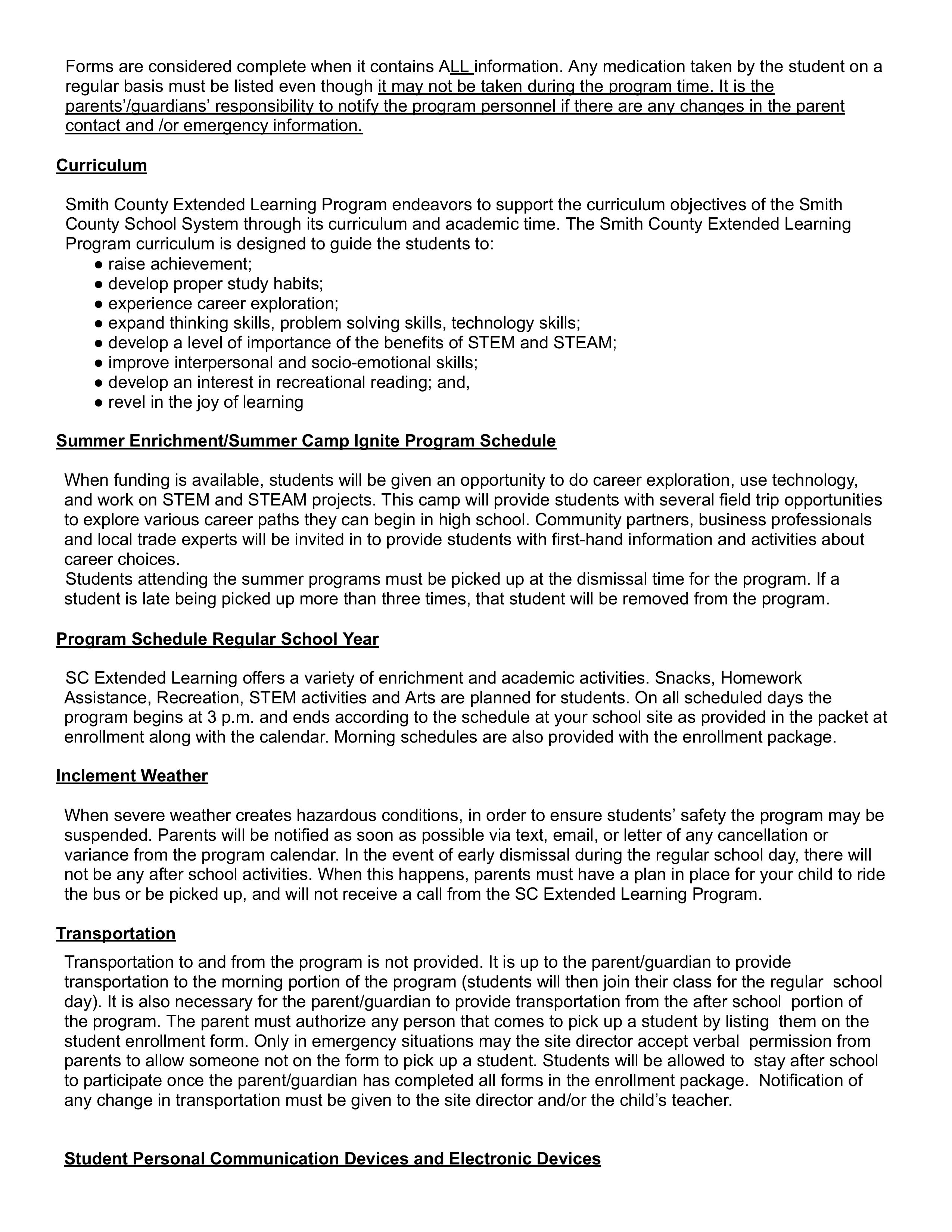 Parent Handbook Page 2