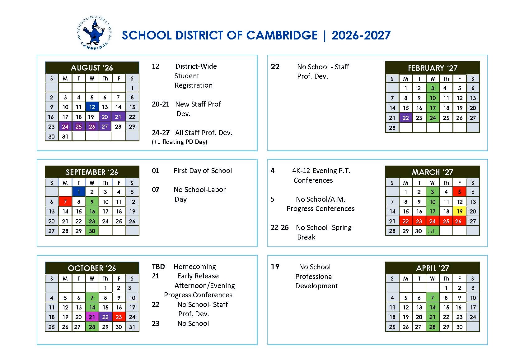 2026-2027 School Calendar