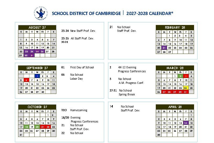 2027-2028 School Year Calendar