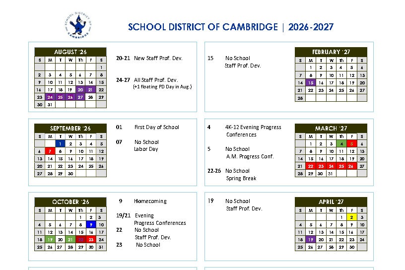 2026-2027 "Revised" School Calendar