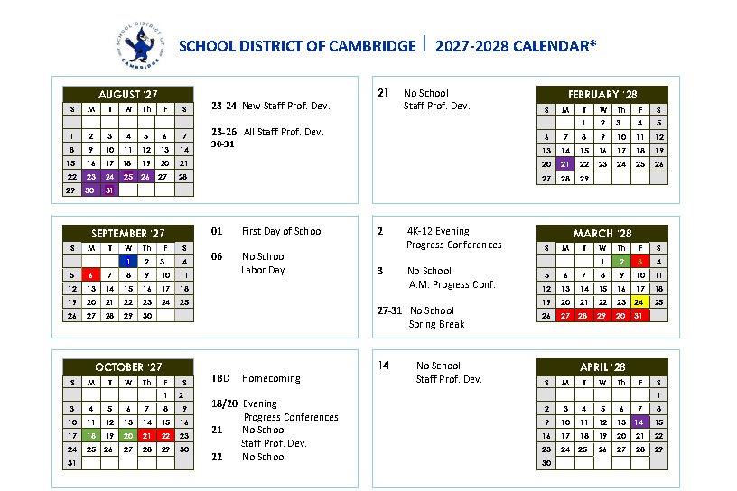 2027-2028 School Year Calendar