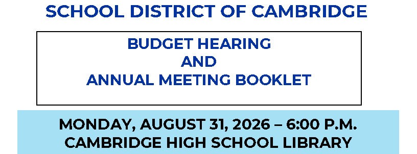 Budget Hearing and Annual Meeting 8/31/26 @ 6:00 p.m.