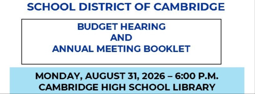 Budget Hearing and Annual Meeting 8/31/26 @ 6:00 p.m.