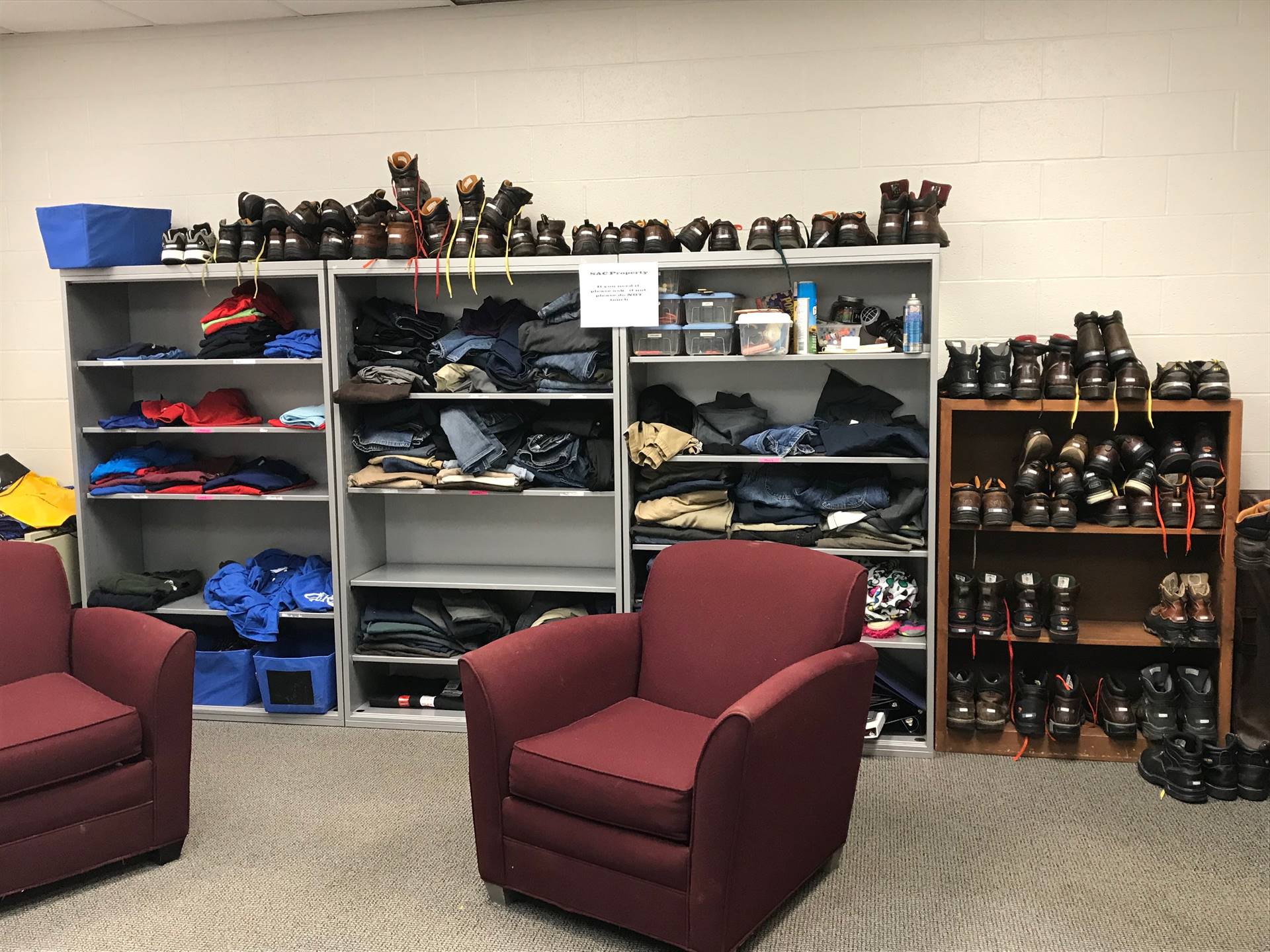 Wardrobe area with two chairs