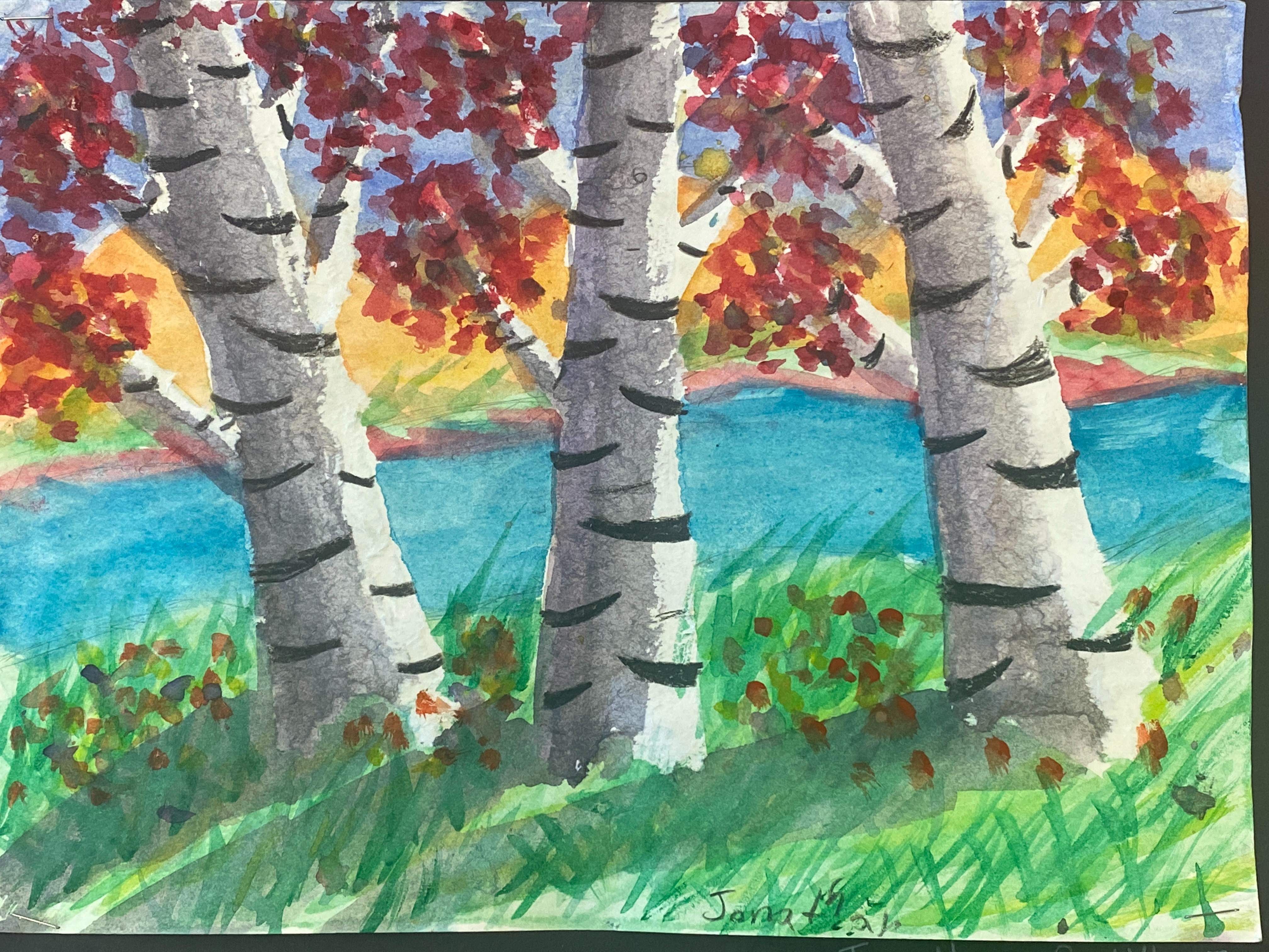 middle school student artwork - trees