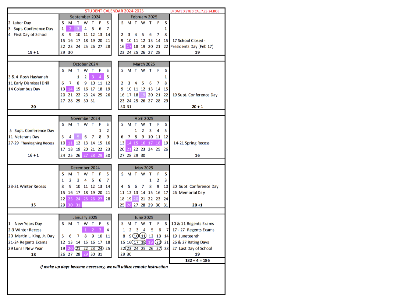 Student Calendar