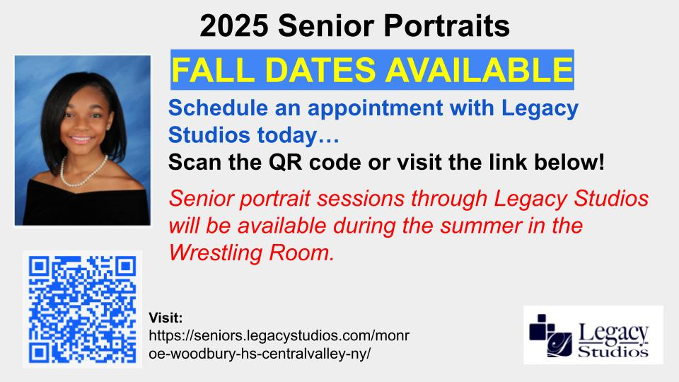 Senior Portrait information for Class of 2025