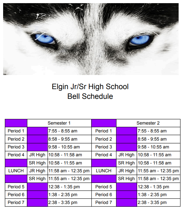 regular day bell schedule