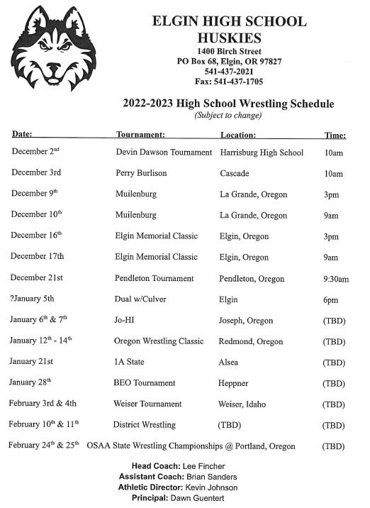 wrestling schedule 22-23