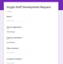 Staff Development Form image.
