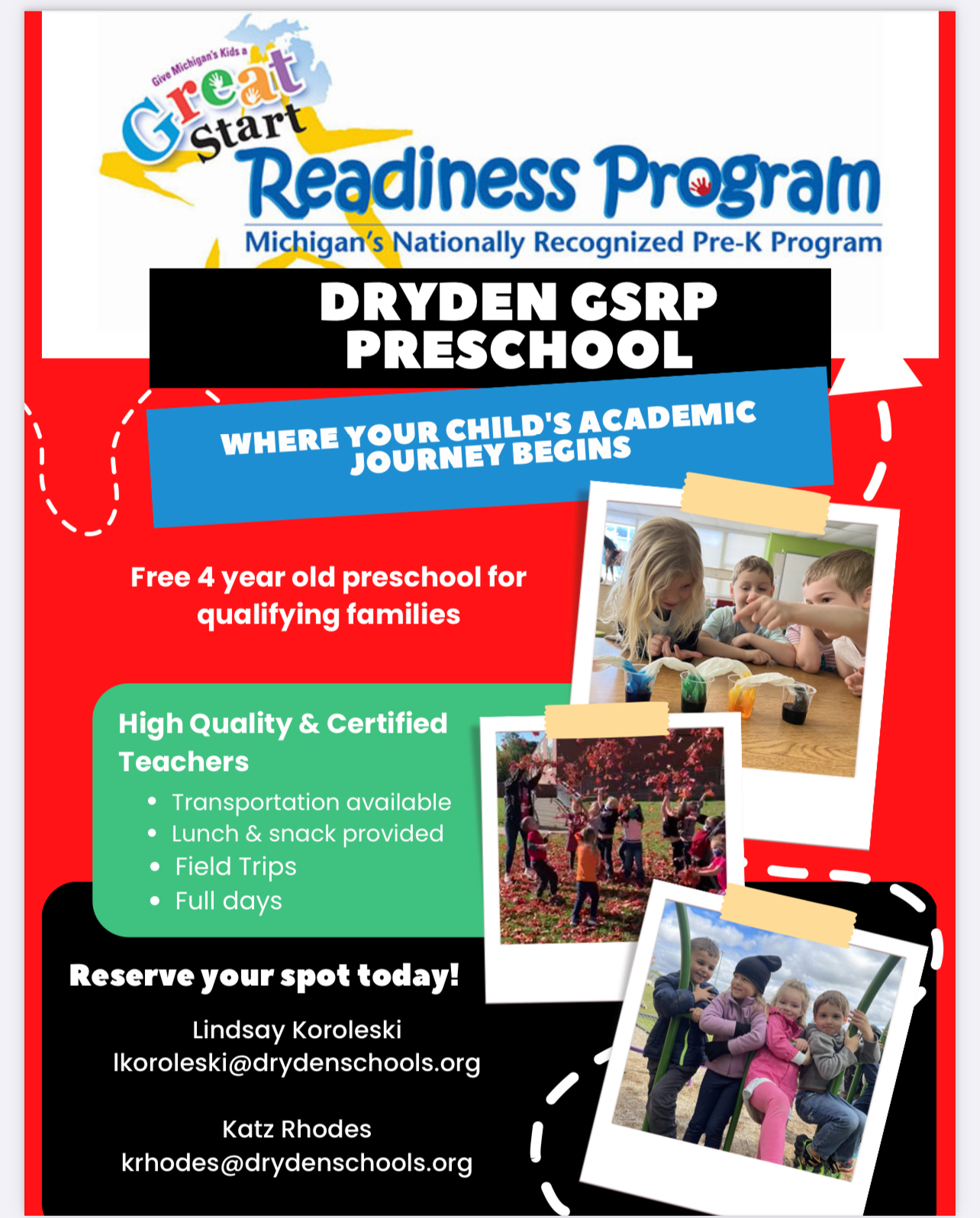 GSRP DRYDEN COMMUNITY SCHOOLS