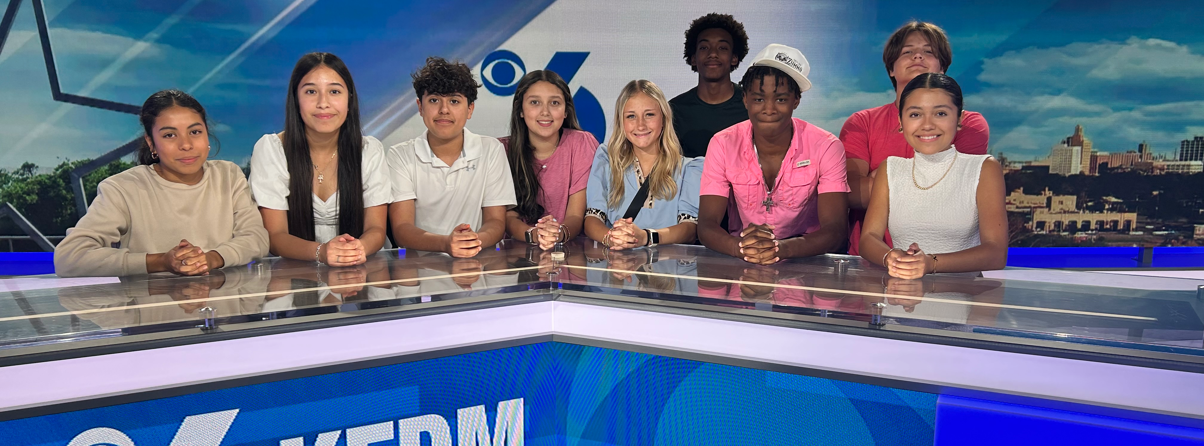 Coach Beighley's A/V 2 students on a tour at the KFDM studio. 