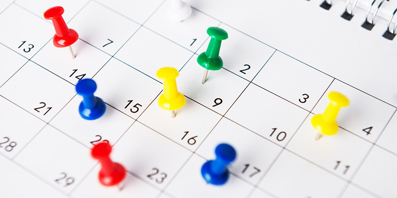 pins on a calendar