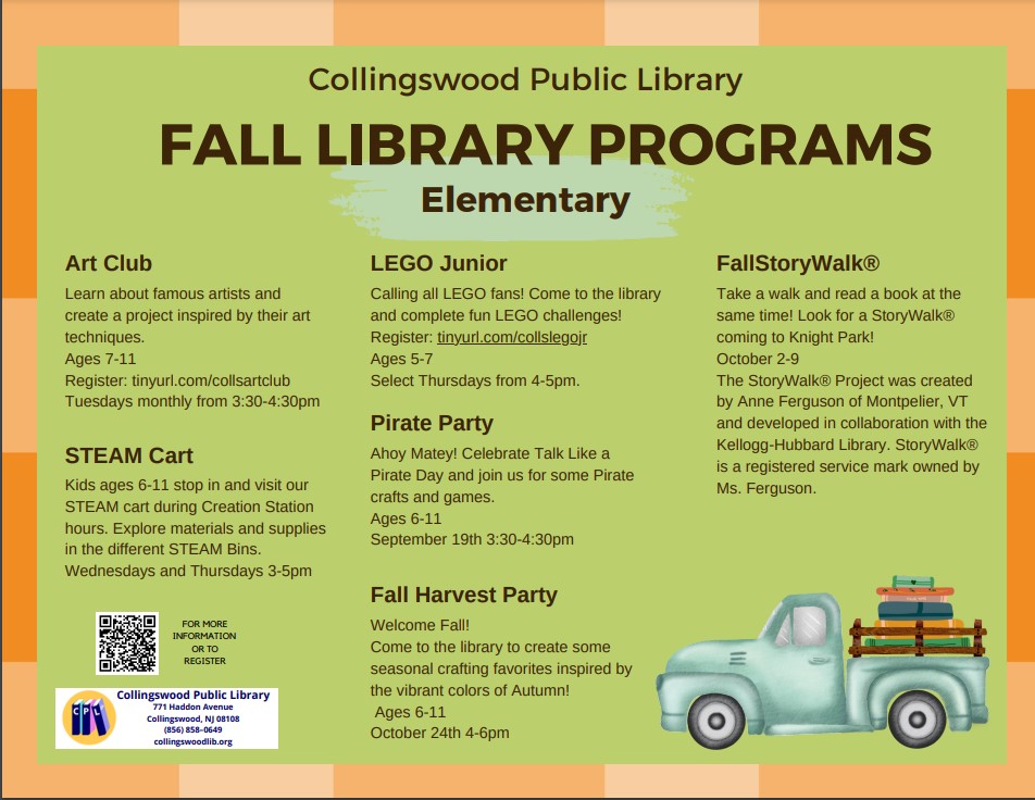 Collingswood library events for the upcoming season 