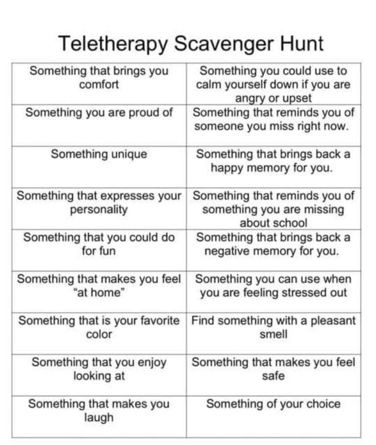 Teletherapy Scavenger Hunt