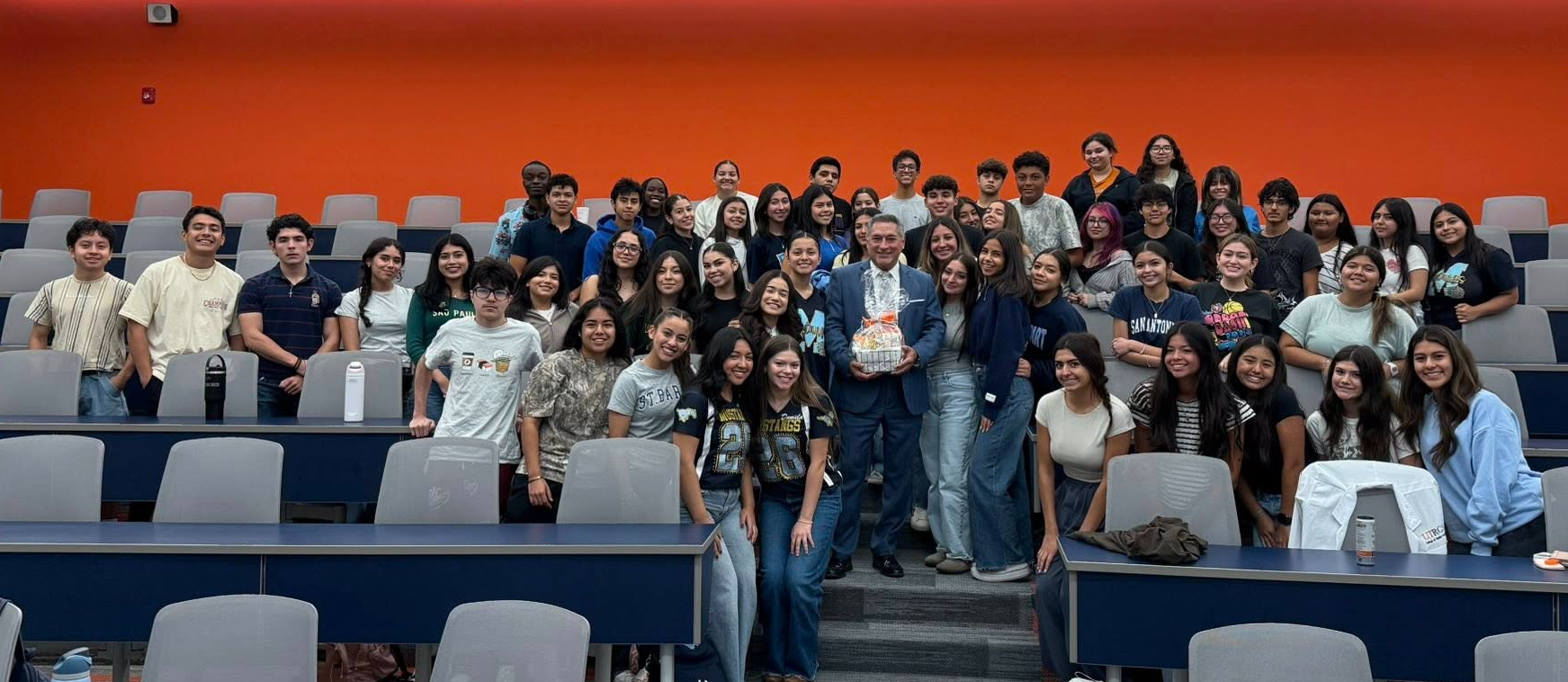 Mayor with students