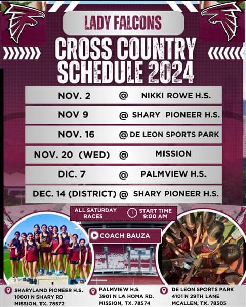 Lady Falcons Cross Country Schedule