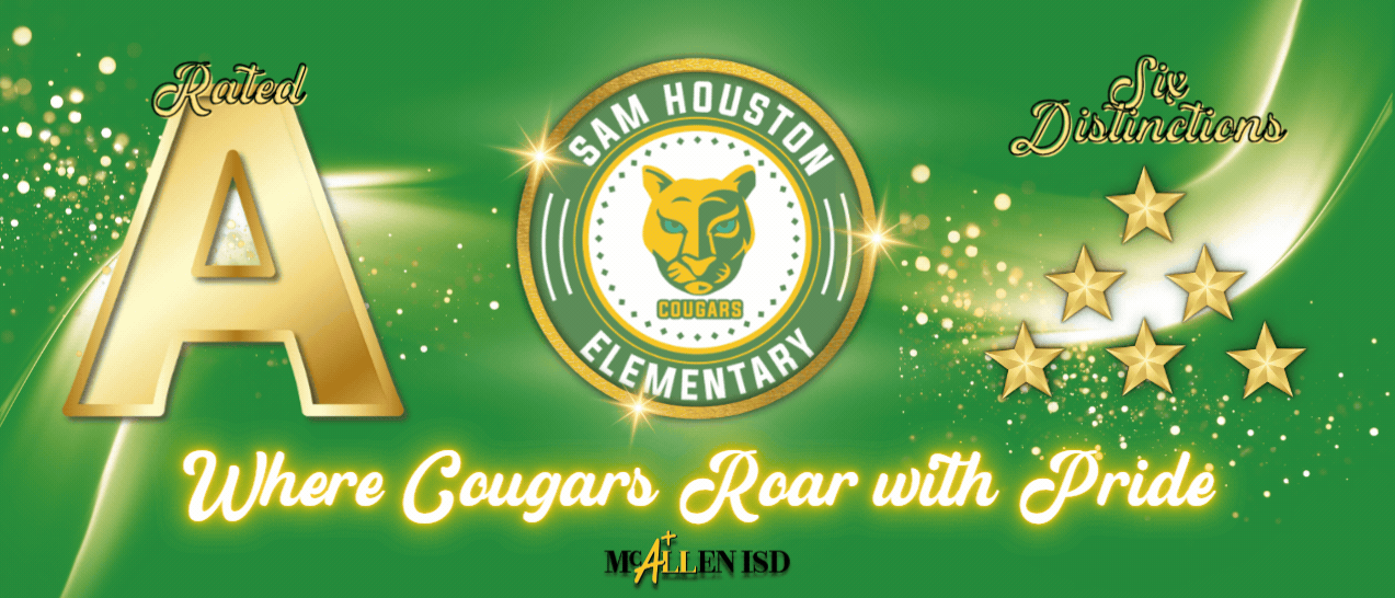 Green background with school logo and A rating with six six stars as distinctions