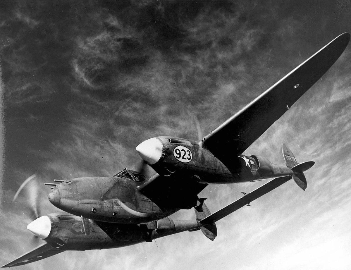 World War II Service Photo (left) and Lockheed P-38 "Lightning" Aircraft