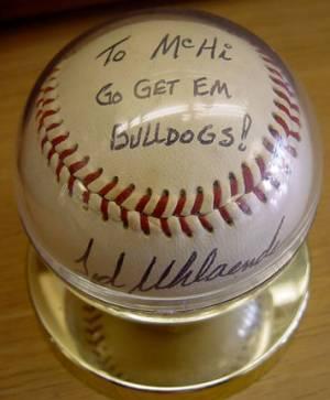 Signed baseball donated to McAllen High School.