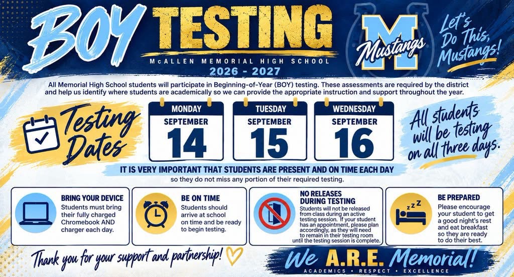 BOY testing Sept 14 - 16