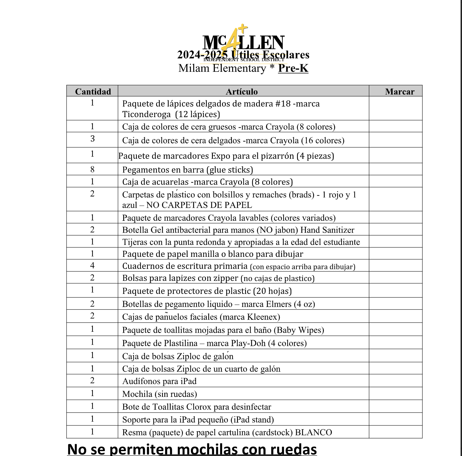 Lista de Utiles Escolares