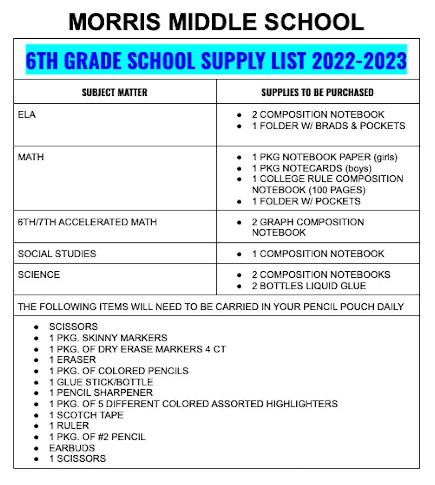 New and Incoming Student Information | Homer J. Morris Middle School
