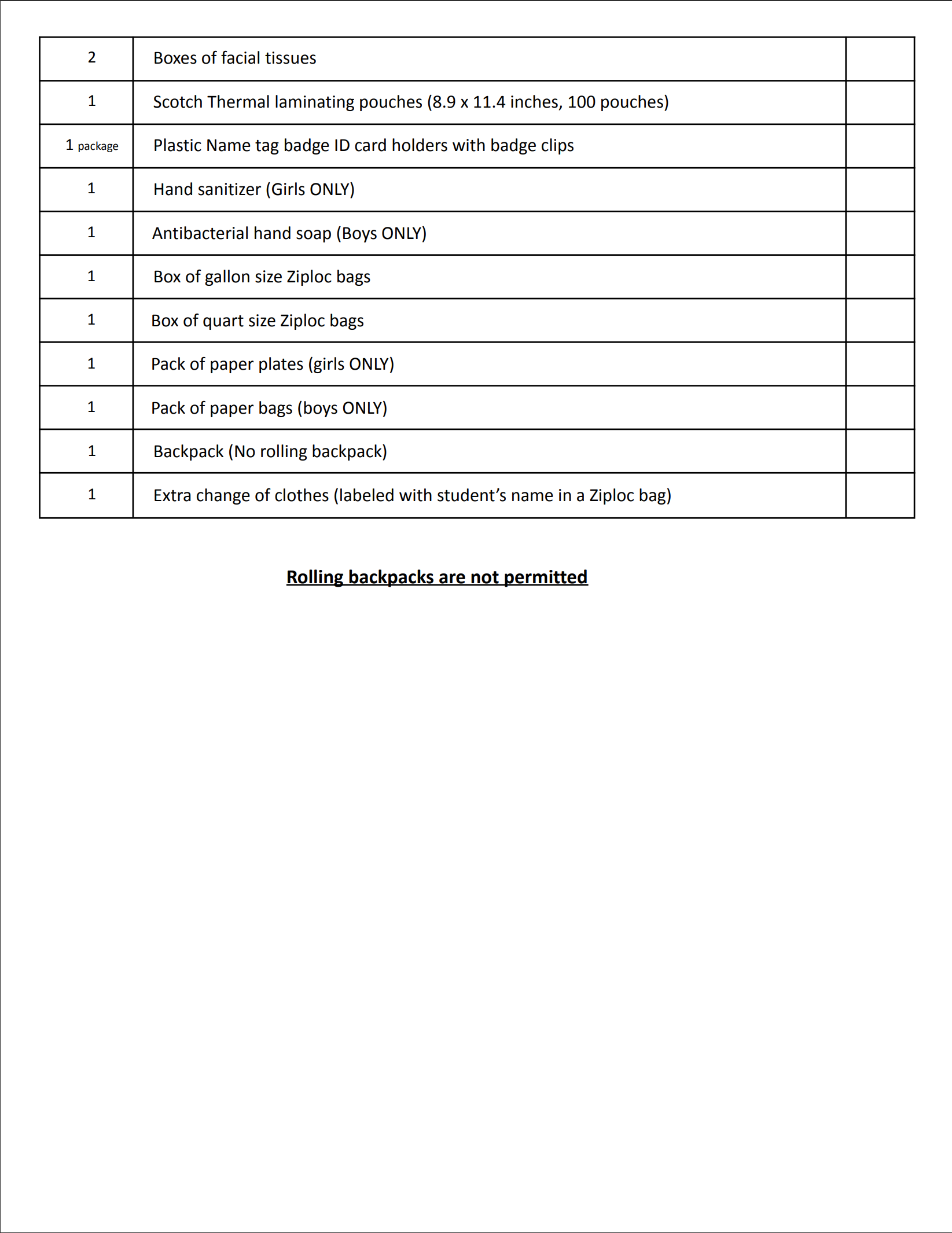 Pre-K Supplies List (2024-2025)