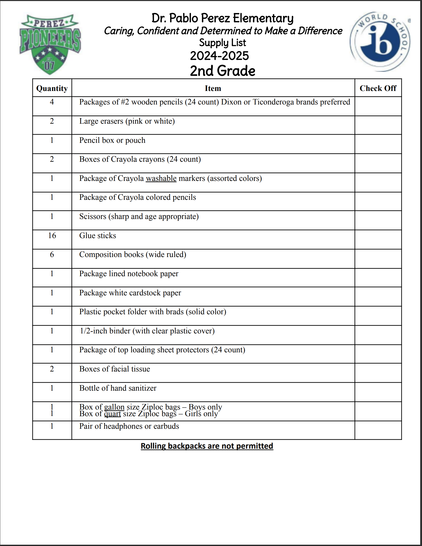 Second Grade Supplies List (2024-2025)