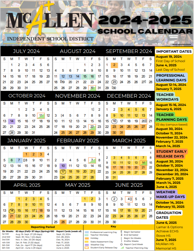 McAllen ISD 202425 Calendar Dr. Pablo Perez Elementary