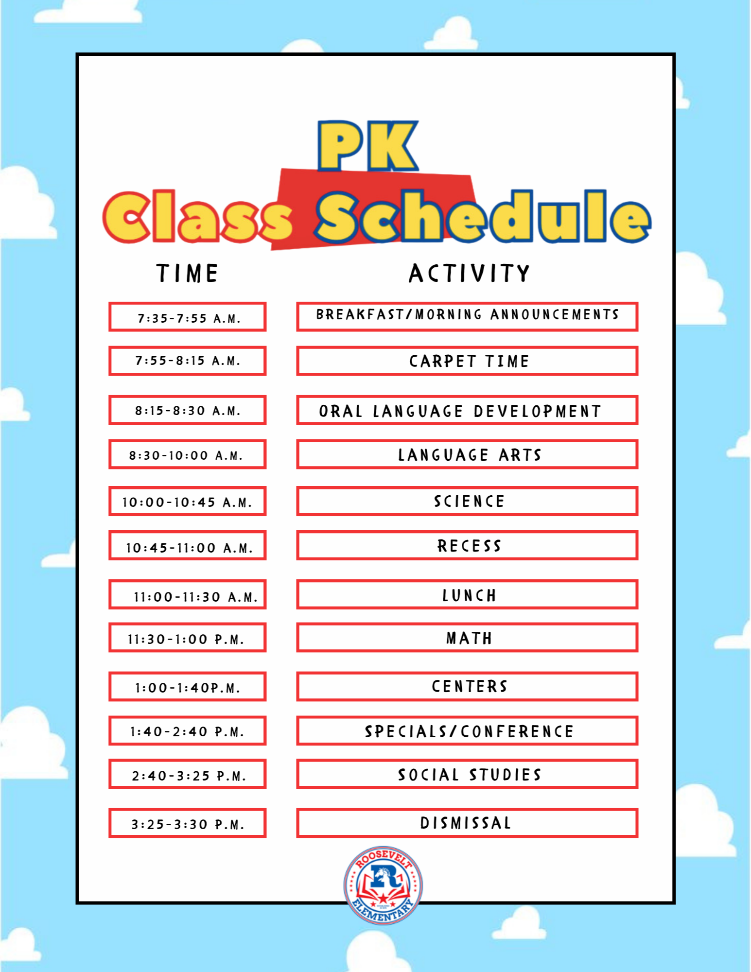 PK Schedule