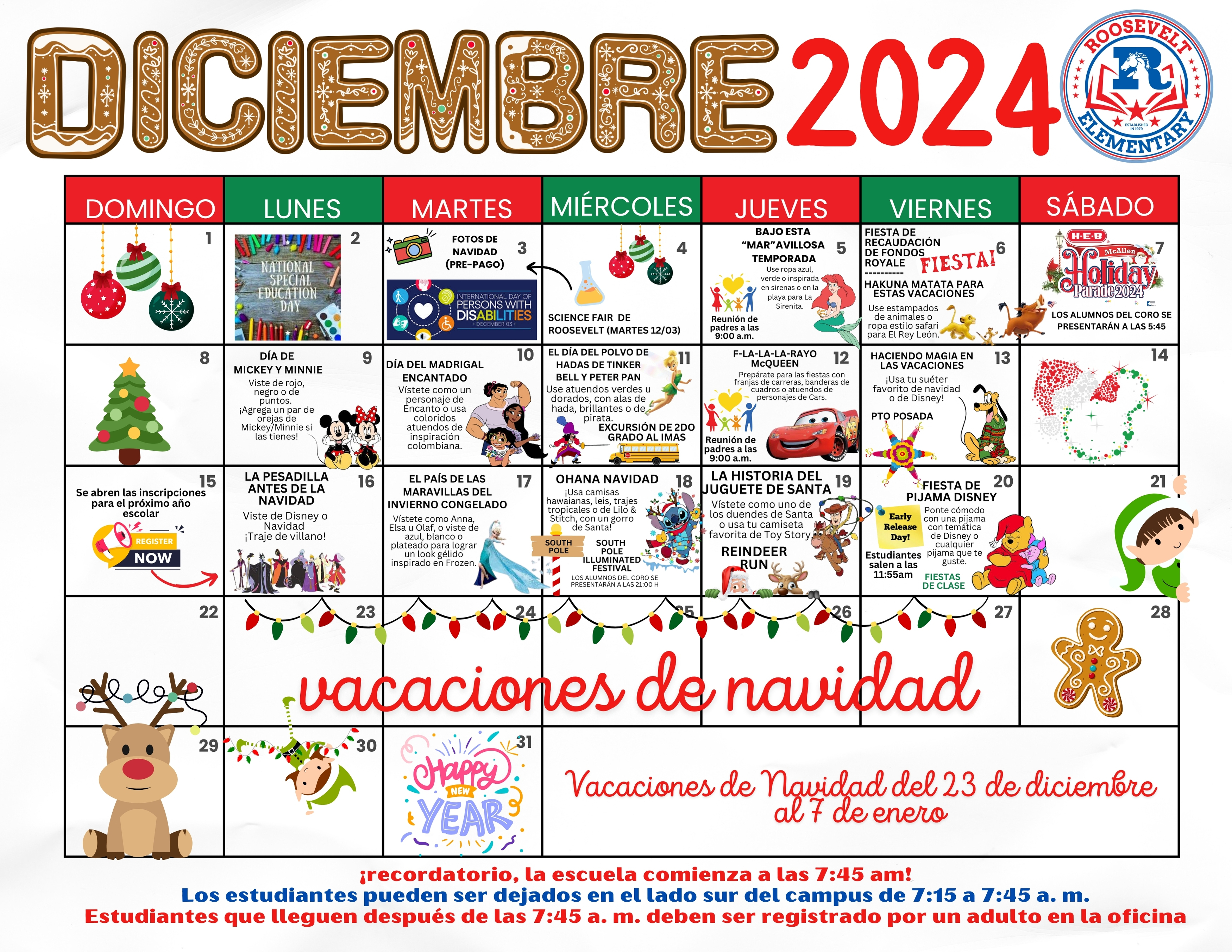 December Calendar Spanish