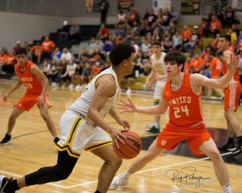 Basketball game action shot