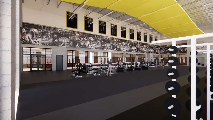10,338 sq. ft. weight room with locker rooms and showers