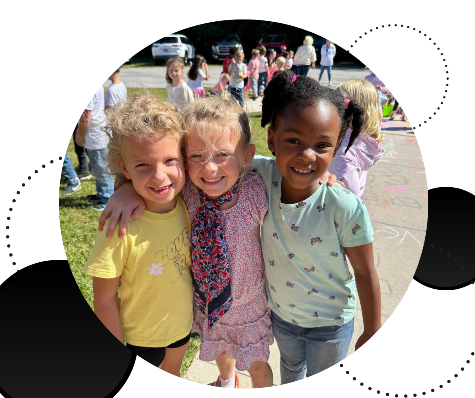 students huddled in a group