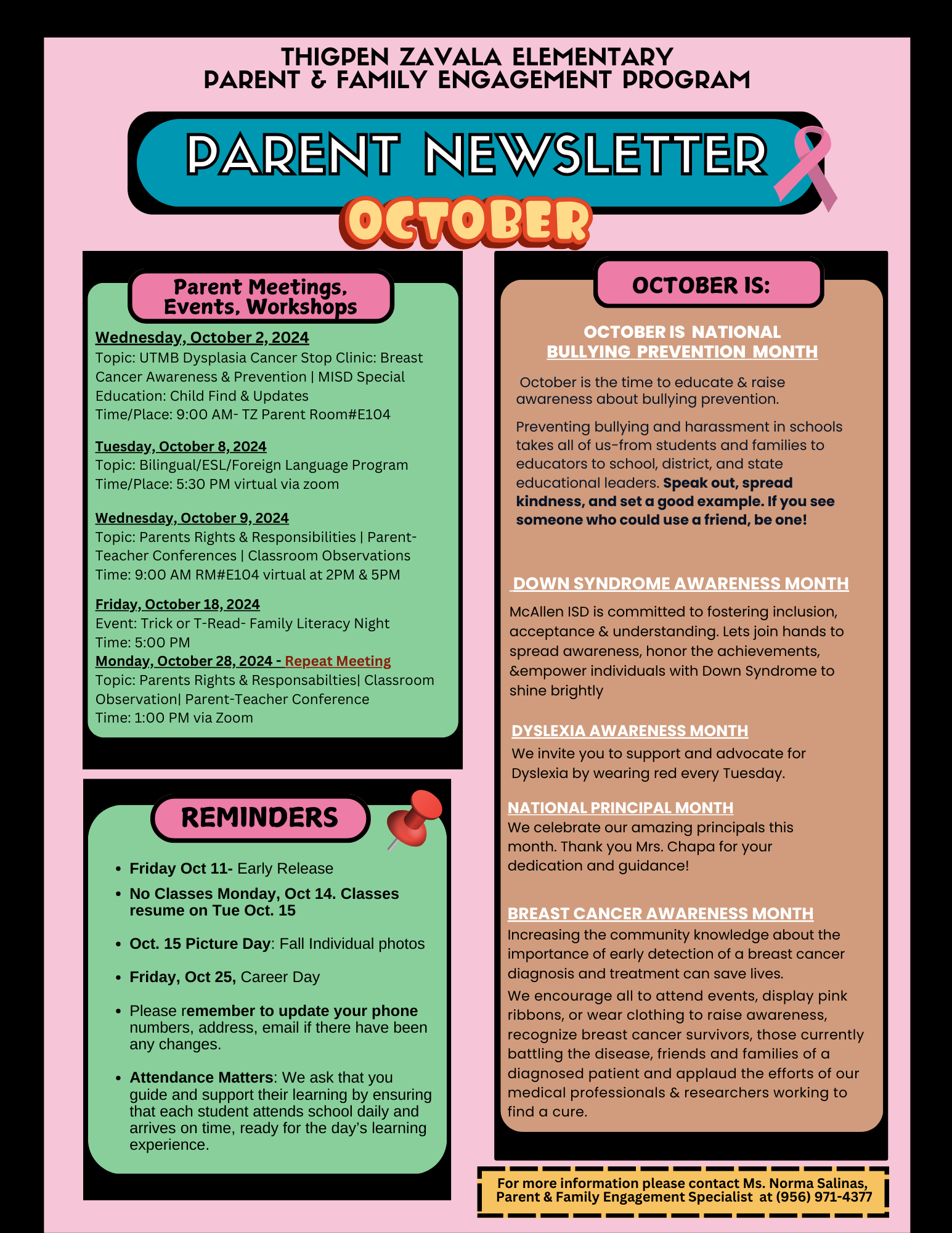 Parent Newsletter- October